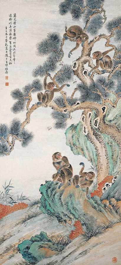 蔡铣 辛巳（1941年）作 五世封侯 立轴